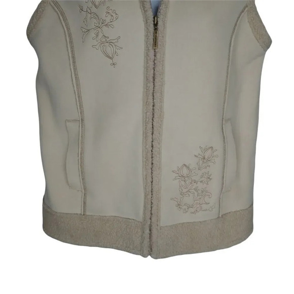 BC Clothing Original Faux Sheepskin Beige  Vest Embroidery Sleeveless M - Picture 6 of 10